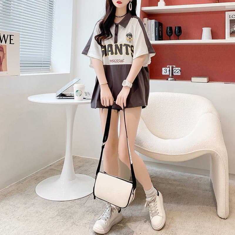 着心地抜群 POLOネック 好感度満載 アルファベット Tシャツ カットソー＜U-3218＞