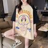 夏新作 配色 プリント ロング ラグランTシャツ 三色 ゆったりワンピース ＜U-4003＞