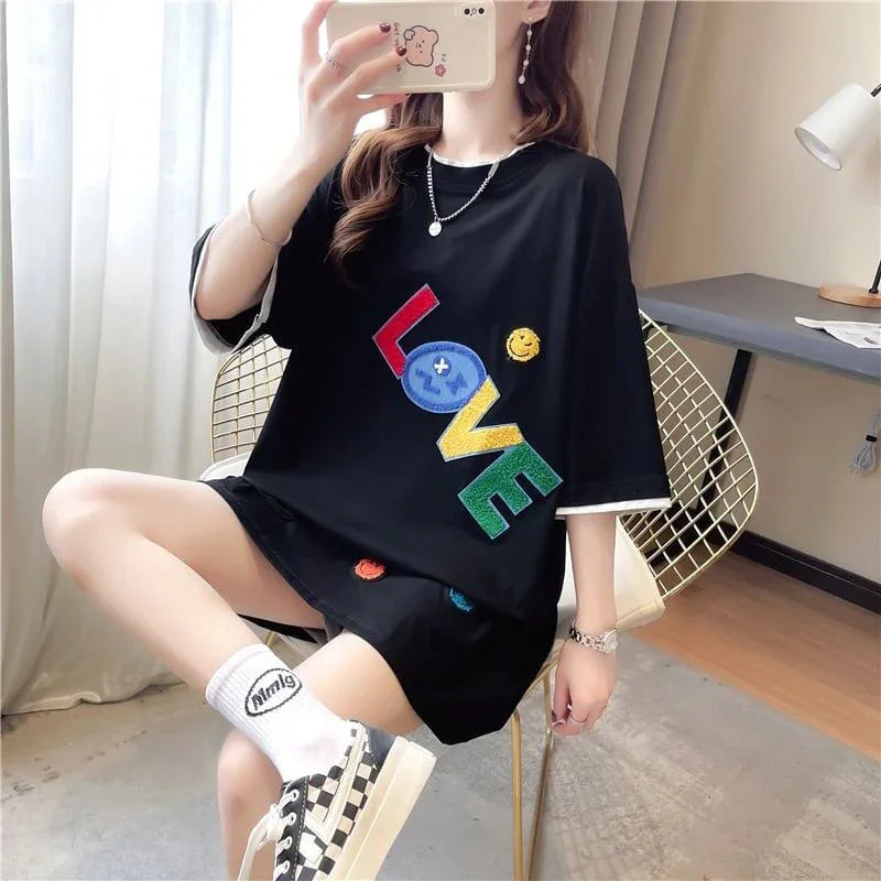 スタイリッシュ 3色選択可 一目惚れ プリント Tシャツ カットソー＜U-3007＞