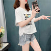 個性的なデザイン 切り替え 一目惚れ プリント Tシャツ カットソー＜U-3671＞