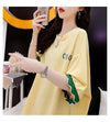 アルファベット プリント ドロップショルダー ロングTシャツ ゆったり＜U-2888＞