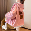 【裏起毛】可愛いクマちゃん厚手フルジップパーカー二色あり<U-4677>