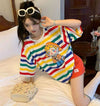 売り切れ必至 トレンドアイテム 存在感抜群 ストライプ柄 半袖Tシャツ<U-9270>