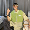 期間限定 ファッション 個性派 レイヤード風 切り替え プリント全3色 男女兼用 半袖Tシャツ<U-9044>