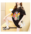 大人可愛い 切り替え レース 透かし彫り プリント全2色 半袖Tシャツ カットソー ＜U-8560＞