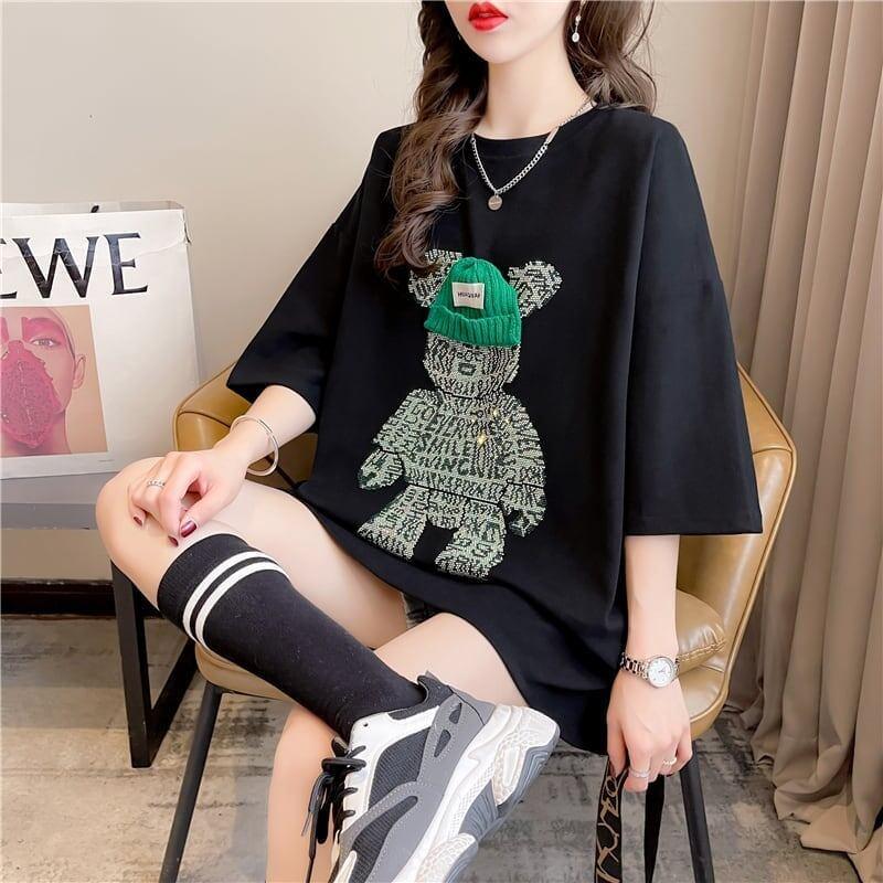 好感度満載 ラウンドネック スタイリッシュ プリント Tシャツ カットソー＜U-2795＞