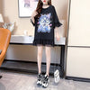 好感度満載 プリント 美感いっぱい Tシャツ カットソー ワンピース＜U-3428＞
