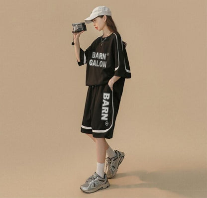 大好評 ファッション カジュアル ルーズ半袖Ｔシャツⅹパンツセット<U-6539>
