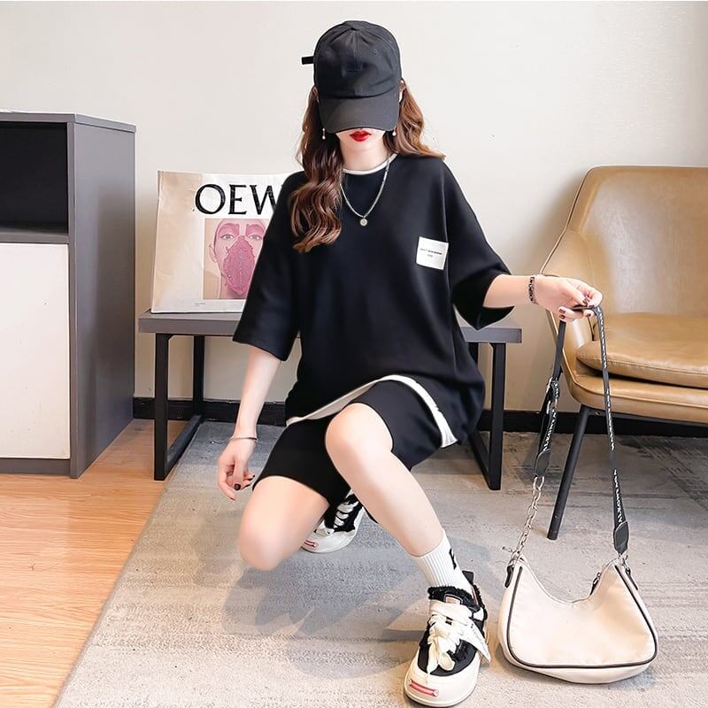 カジュアル 切り替え オシャレ度満点 Tシャツ＋ショートパンツ セットアップ＜U-3554＞