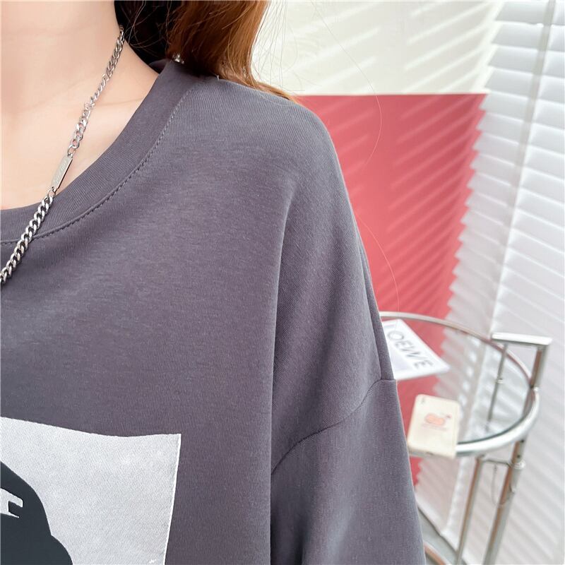 ルーズ プリント オシャレ感たっぷり Tシャツ カットソー ワンピース＜U-3545＞