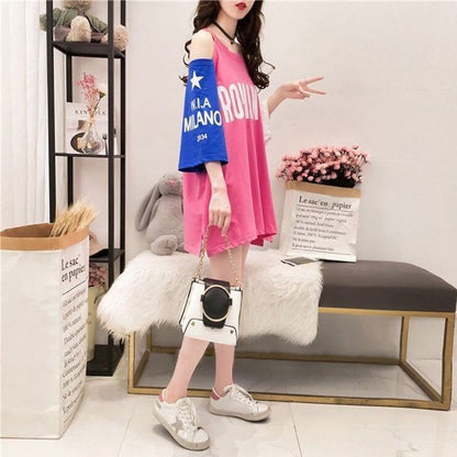 個性的なデザイン プリント 一目惚れ Tシャツ カットソー ワンピース＜U-3342＞