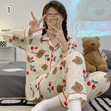 新商品 着心地良い 柔らかくて優しい印象 4種選択 トップス+パンツセット パジャマ<U-9130>