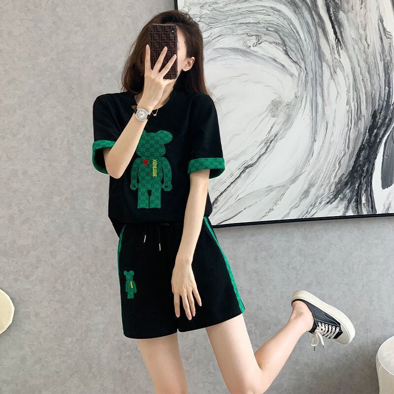 大好評 カジュアル 話題沸騰中 切り替え 全3色 半袖 Tシャツ ショートパンツ セットアップ ＜U-9007＞