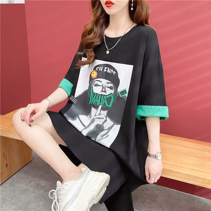【半額！期間限定！！】今季マストバイ プリント カジュアル Tシャツ カットソー ワンピース＜U-8533＞