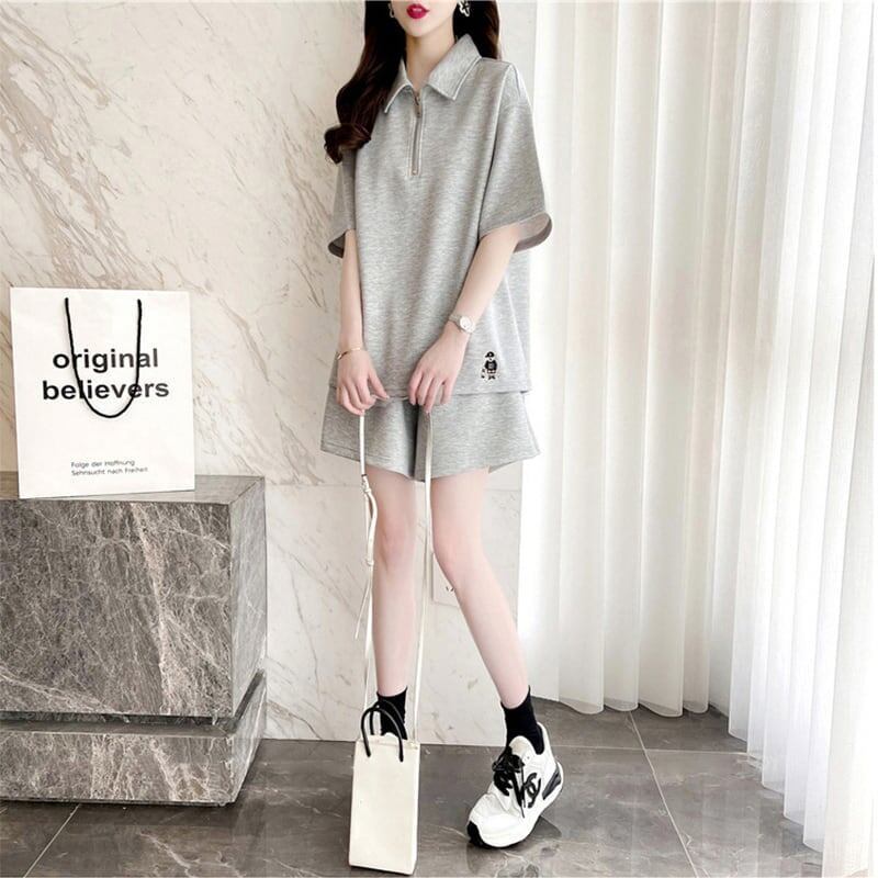 ファッション 切り替え ゆったり感アップ Tシャツ＋ショートパンツ セットアップ＜U-3616＞