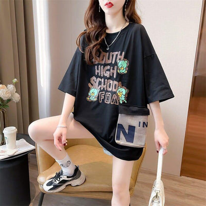 スタイリッシュ 3色選択可 一目惚れ カートゥーンプリント Tシャツ カットソー＜U-3091＞