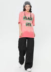 見逃し厳禁 ファッション ストリート系 ヴィンテージ加工 アルファベット プリントTシャツ ＜U-2921＞