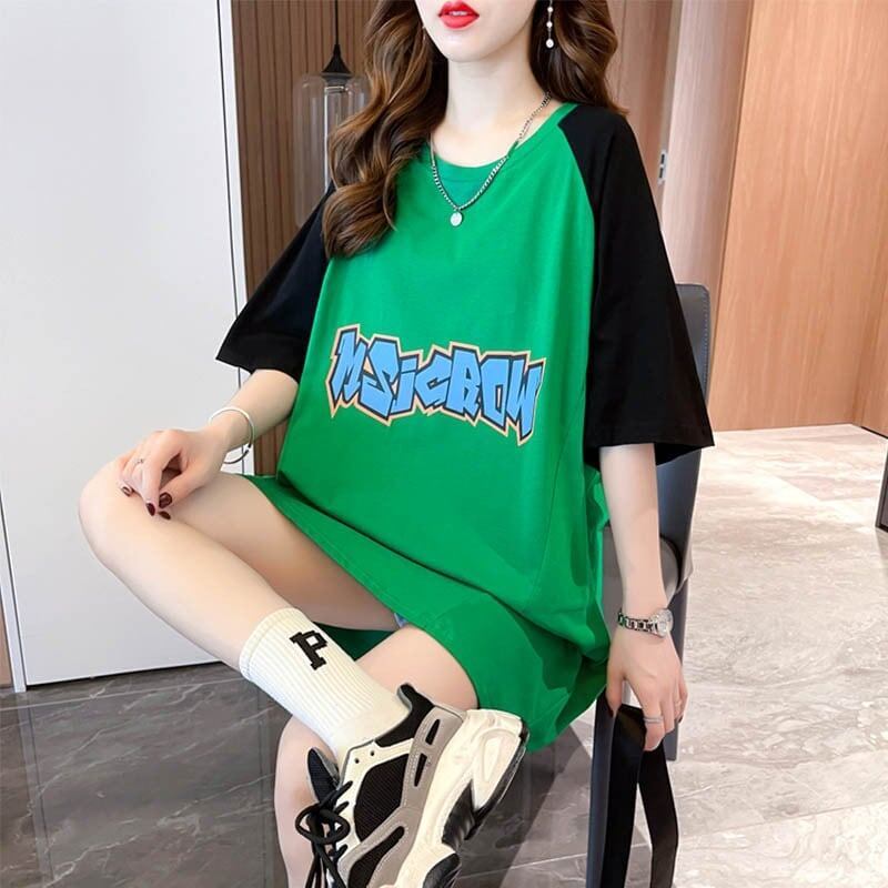 好感度満載 切り替え 美感いっぱい プリント Tシャツ カットソー＜U-3621＞