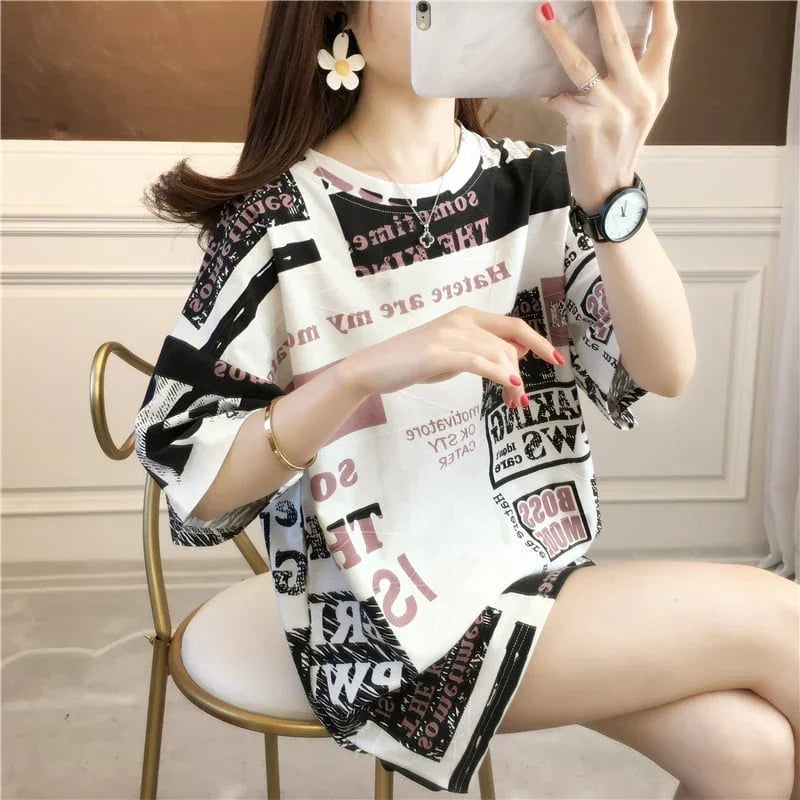 カジュアル ラウンドネック オシャレ度満点 プリント Tシャツ カットソー＜U-2947＞