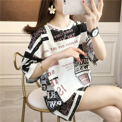 カジュアル ラウンドネック オシャレ度満点 プリント Tシャツ カットソー＜U-2947＞