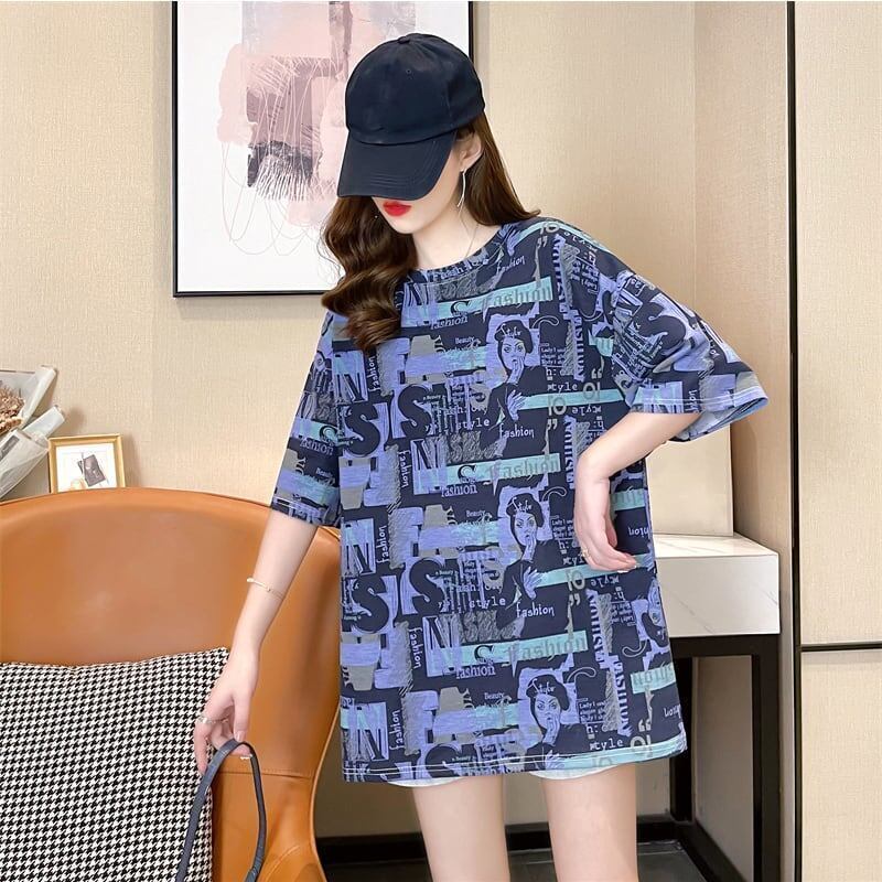 着心地抜群 プリント 女性力を高める Tシャツ カットソー ワンピース＜U-3355＞