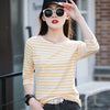 お買い得 定番シンプル 大活躍 着心地抜群 ストライプ柄 全4色 7分袖 Tシャツ ＜U-9134＞
