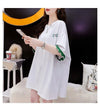 アルファベット プリント ドロップショルダー ロングTシャツ ゆったり＜U-2888＞