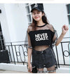 好感度UP レイヤード風 アバンギャルド プリントTシャツ ゆったり半袖＜U-8156＞