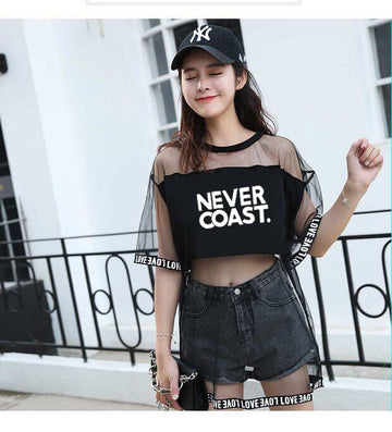 好感度UP レイヤード風 アバンギャルド プリントTシャツ ゆったり半袖＜U-8156＞
