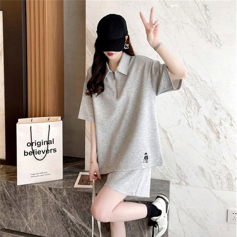 ファッション 切り替え ゆったり感アップ Tシャツ＋ショートパンツ セットアップ＜U-3616＞