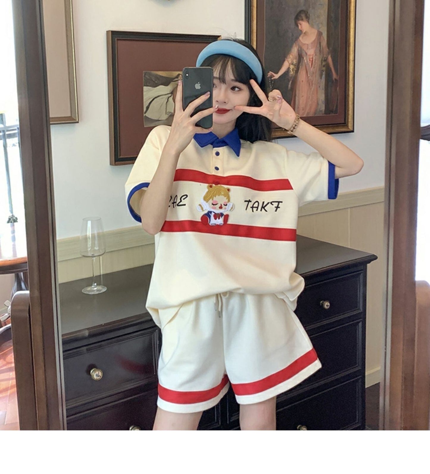 数量限定 プリント切り替え カジュアル 半袖Ｔシャツⅹパンツセット全2色 <U-8665>