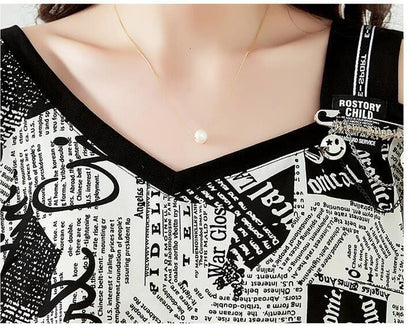 【半額！期間限定！！】絶対流行 特別デザイン 個性派 シフォン プリント 半袖Tシャツ＜U-8610＞
