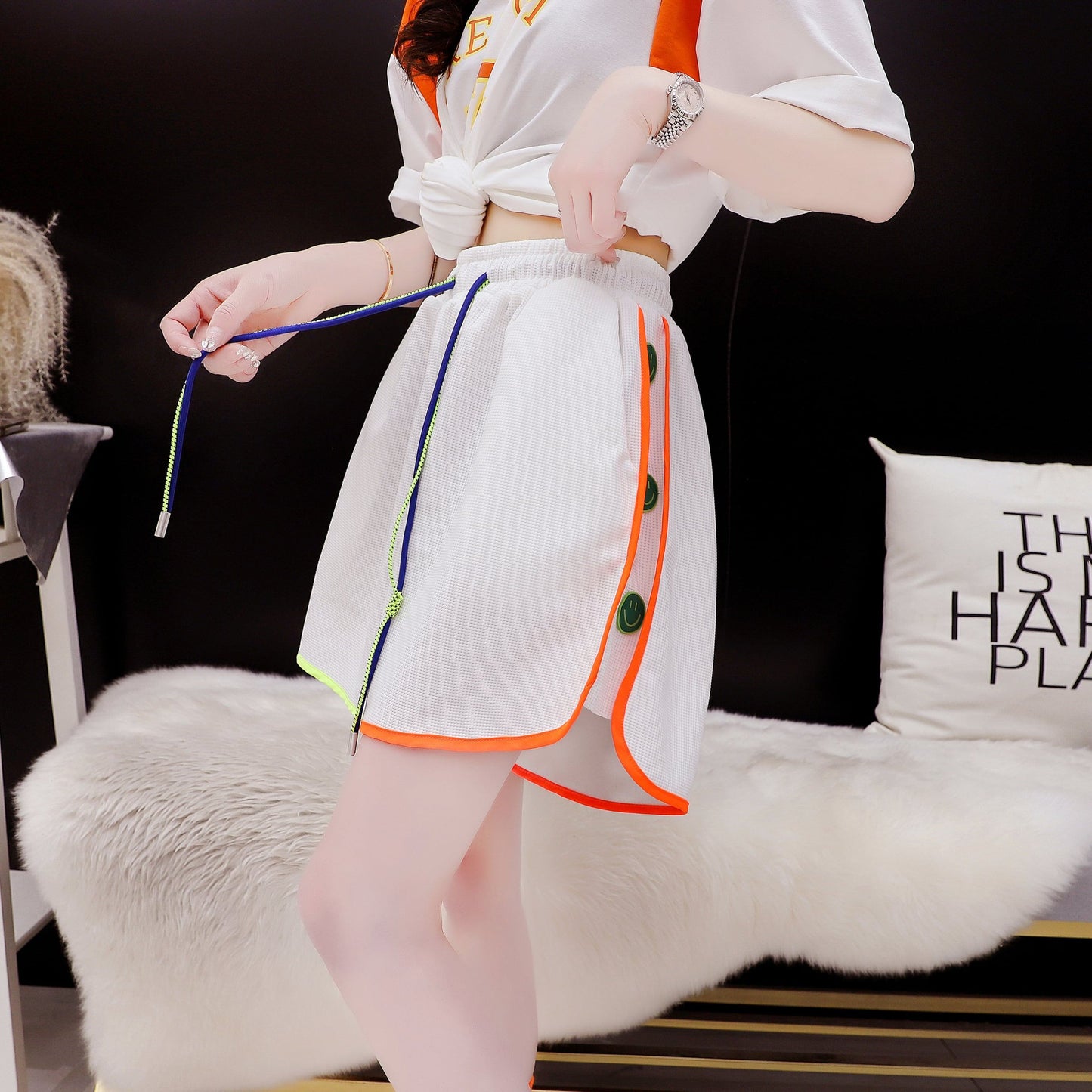 デザイン感 カジュアル 美腿効果抜群 プリント パンツ ボトムス＜U-3293＞