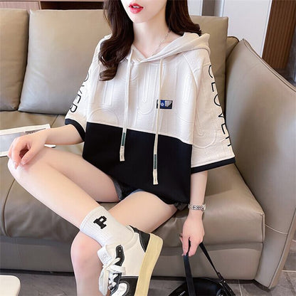 高級感 帽子付き 半袖 Tシャツ スウェット ＜U-8640＞