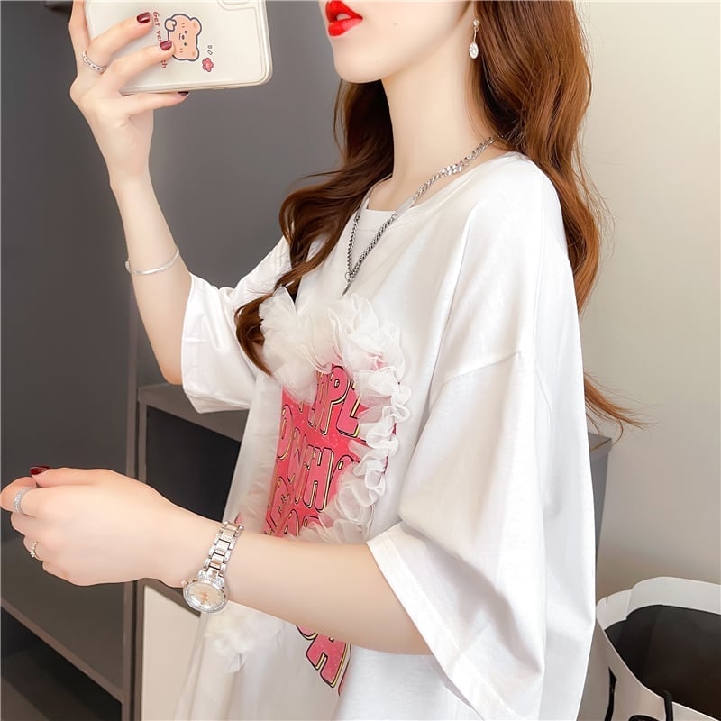 個性的なデザイン 切り替え 今季大好評 プリント Tシャツ カットソー＜U-3410＞