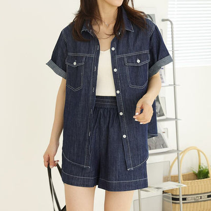 新商品 デニム 超人気 半袖トップスⅹパンツセット <U-8233>