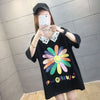 大人可愛い ロング丈 ゆったり 切り替え 三色半袖Tシャツ＜U-8129＞