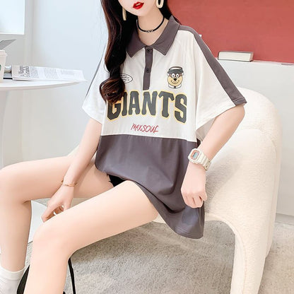 着心地抜群 POLOネック 好感度満載 アルファベット Tシャツ カットソー＜U-3218＞