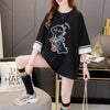 合わせやすい アルファベット ラウンドネック プリントTシャツ ゆったり ワンピース＜U-3992＞