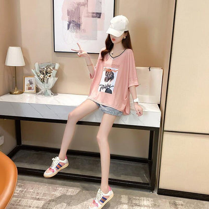 着心地抜群 3色選択可 女性力を高める Vネック Tシャツ カットソー＜U-3094＞