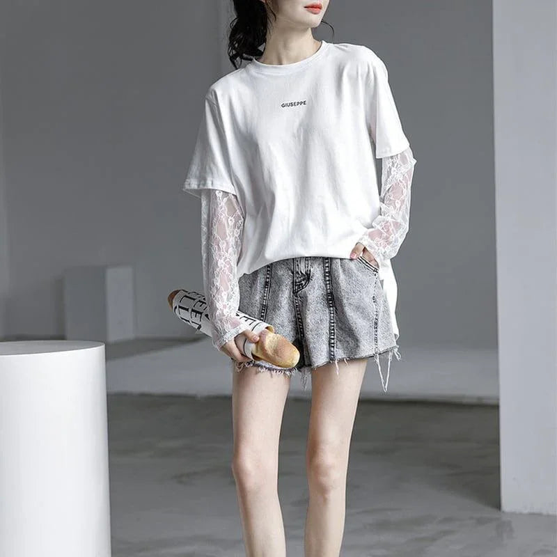 清純甘くて女子力UP 切り替え 美感いっぱい Tシャツ カットソー＜U-3020＞