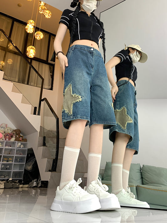 絶対流行 デニム ゆったり感アップ個性派 ハイウエスト パンツ ボトムス＜U-8657＞