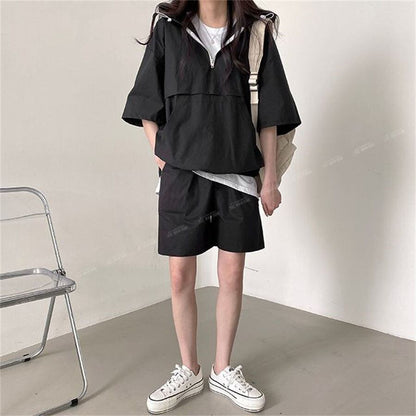 今季マストバイ カジュアル 真夏も快適 4色 半袖 Tシャツ ショートパンツ セットアップ ＜U-11156＞