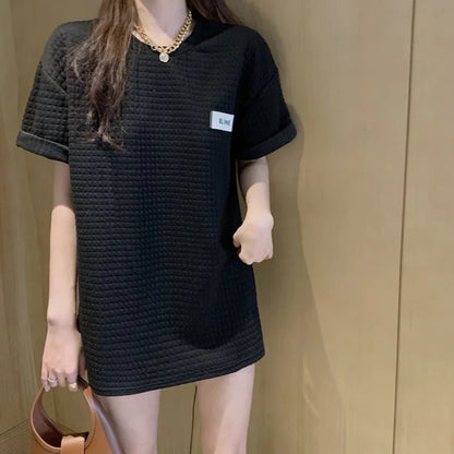 スタイリッシュ ラウンドネック 一目惚れ Tシャツ カットソー＜U-2982＞