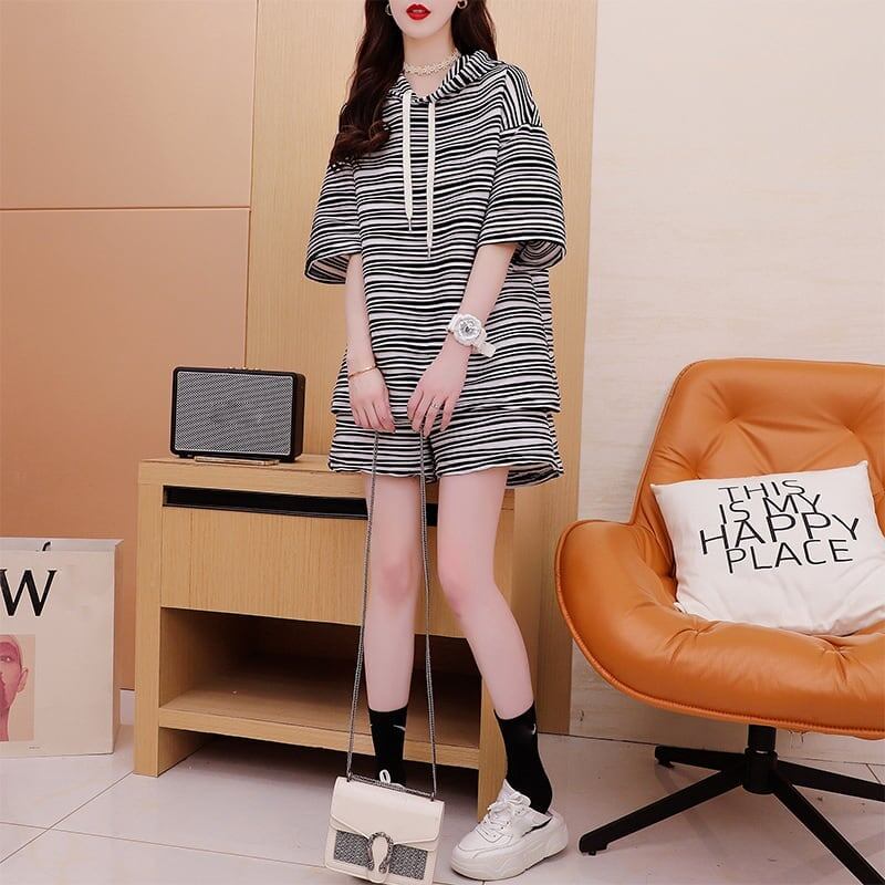 デザイン感 Tシャツ＋ショートパンツ チャーミング セットアップ＜U-3468＞