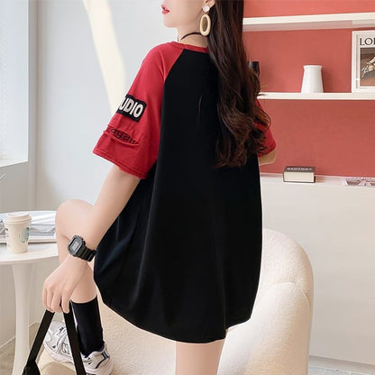 ゆったり感アップ 切り替え 一目惚れ プリント Tシャツ カットソー＜U-3533＞