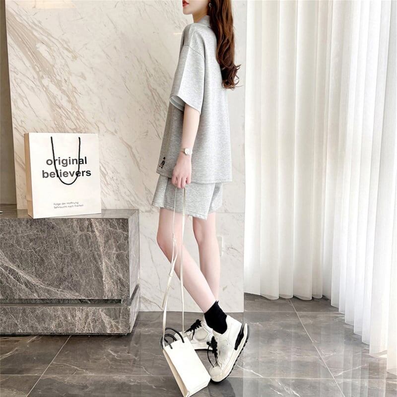 ファッション 切り替え ゆったり感アップ Tシャツ＋ショートパンツ セットアップ＜U-3616＞
