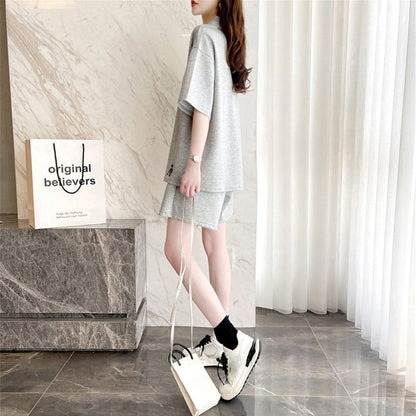 ファッション 切り替え ゆったり感アップ Tシャツ＋ショートパンツ セットアップ＜U-3616＞