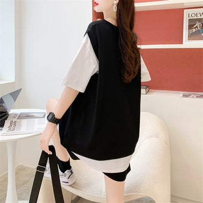 美人度アップ 切り替え チャーミング Tシャツ＋ショートパンツ セットアップ＜U-3615＞