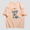 スタイルアップ カジュアル おしゃれ度高め プリント全5色 半袖Tシャツ<U-9437>
